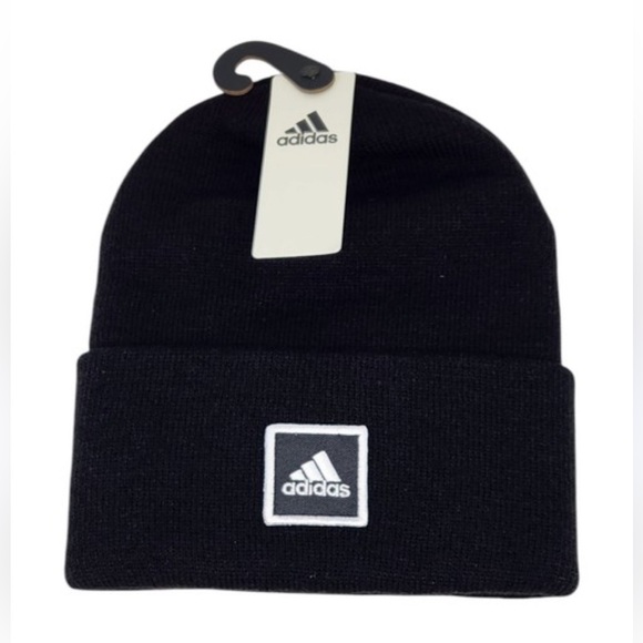 Adidas Aeroready Black Beanie Unisex Wide Cuff Winter Knit Hat 5155802         K - Picture 1 of 5